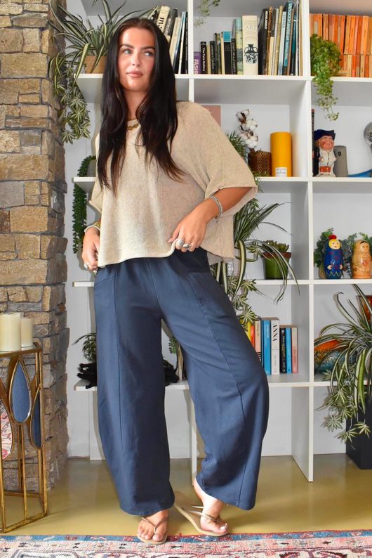 Lagen Relaxed Barrel Pant Navy